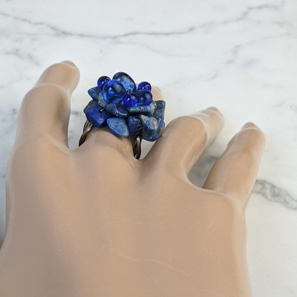 BLUE STONE Nugget Cluster Adjustable Ring - Picture 3 of 12